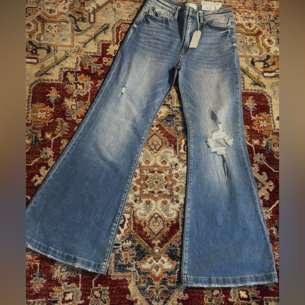 Petra Distressed Super High Rise Flare